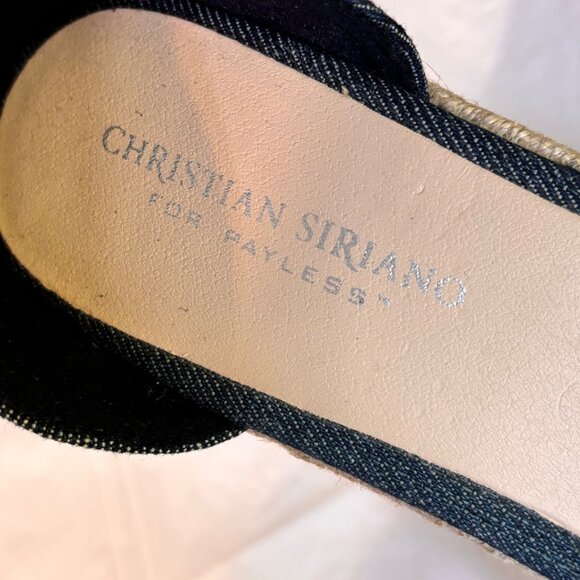 Christian Siriano Denim Espadrille Wedge Sandals Adjustable Ankle Strap Size 9.5 - Picture 6 of 11